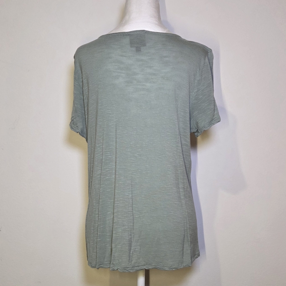 Light Teal Short Sleeve Top with Embroidery - Picture 5 of 6